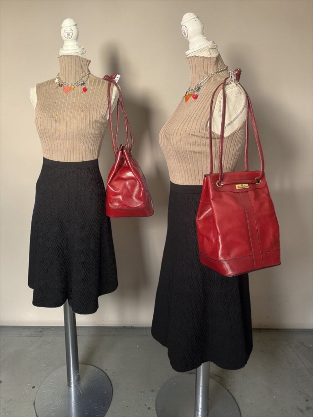 VTG Etienne Aigner Drawstring Bucket Antic Red Leather Shoulder Bag 80s Germany - Picture 2 of 9